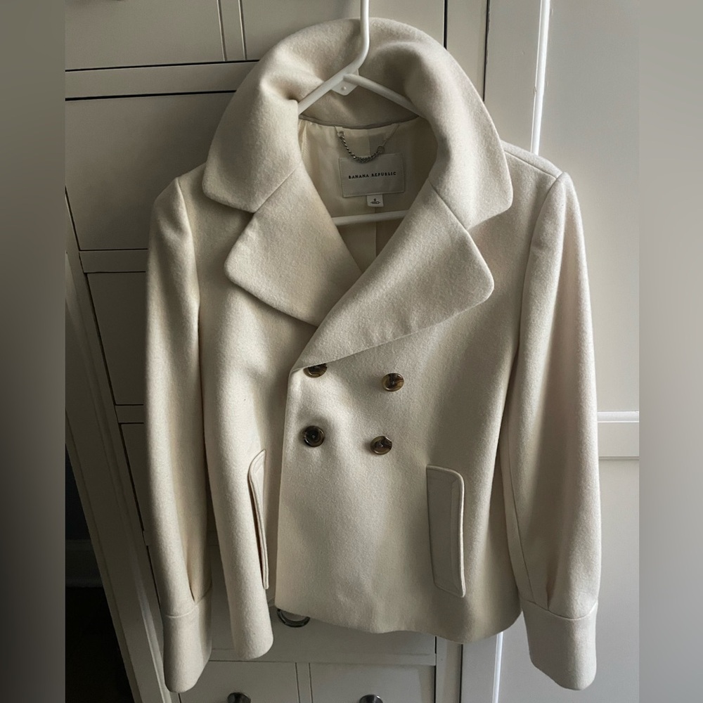 Banana Republic Cream Pea Coat